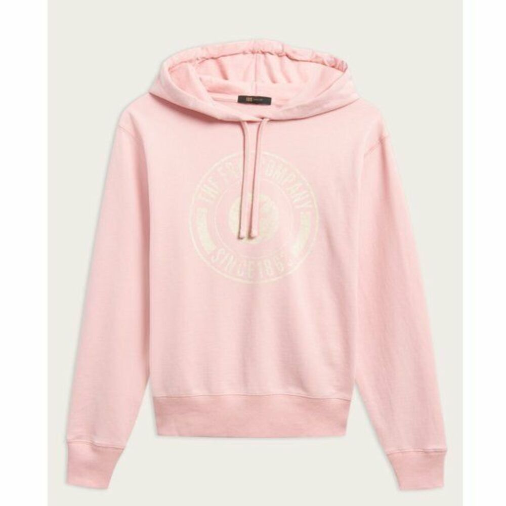 FRYE womens Pink Logo 100% Cotton Fleece Hoodie Sweatshirt size XS $128